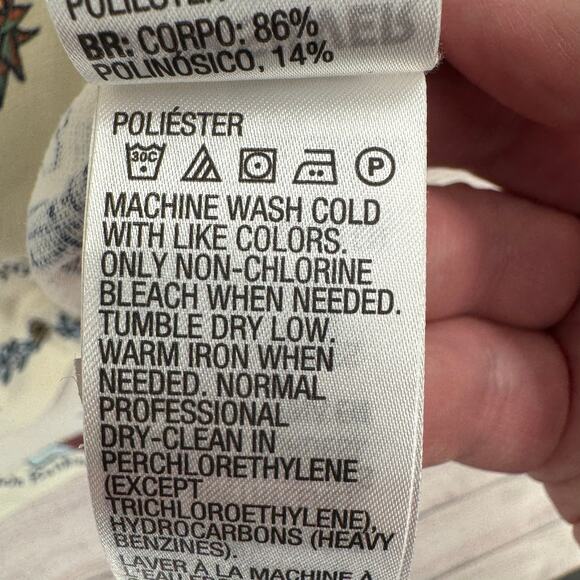 QuikSilver Waterman Collection Mele Kalikimaka Button Down Shirt Mens L Cream - Picture 8 of 10